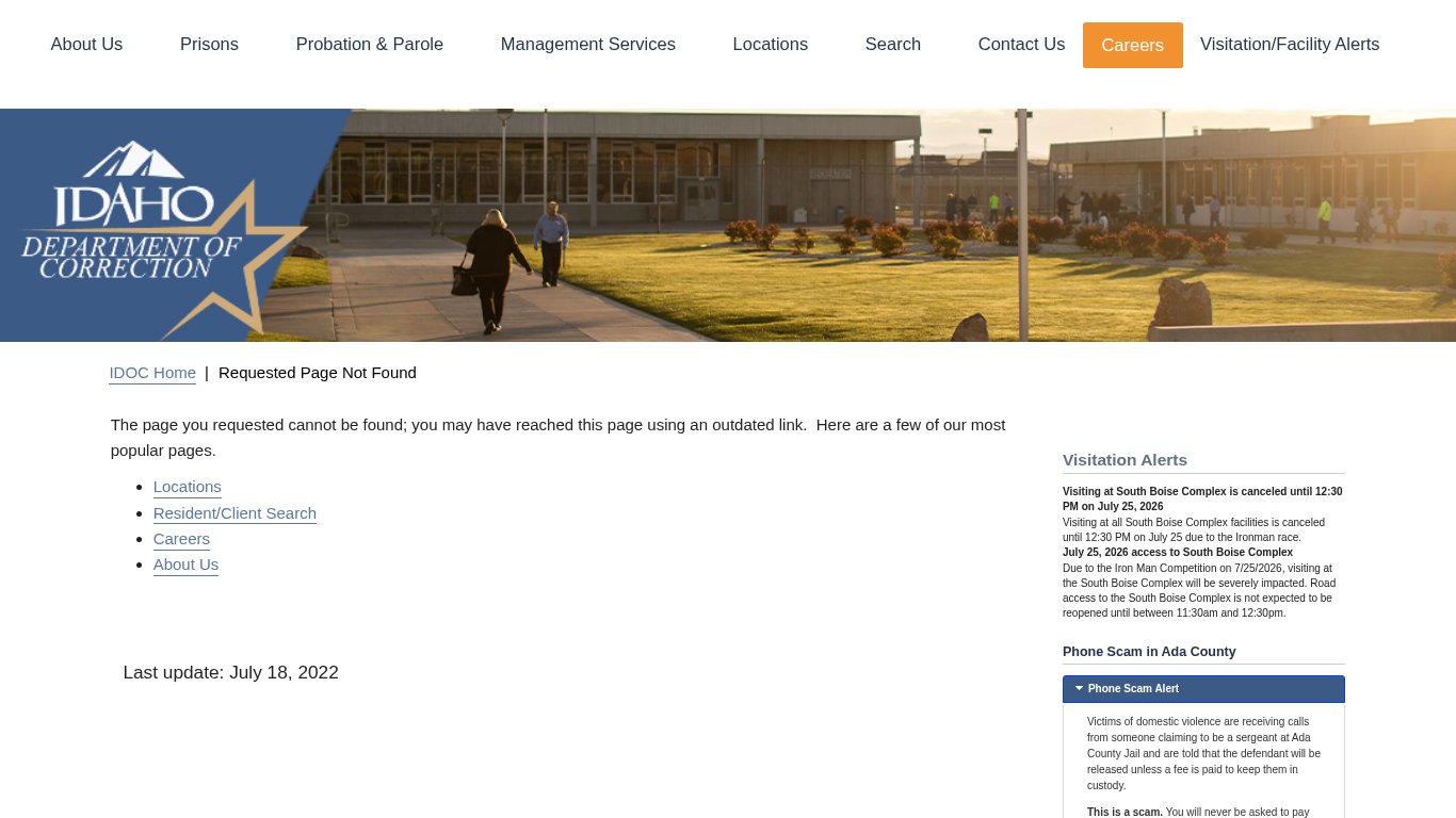 Idaho Department of Correction Inmate Search