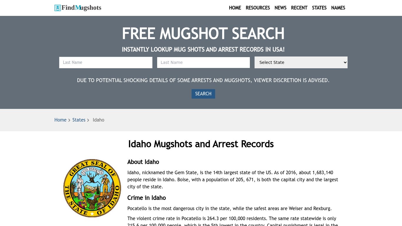 Find Idaho Mugshots - Find Mugshots